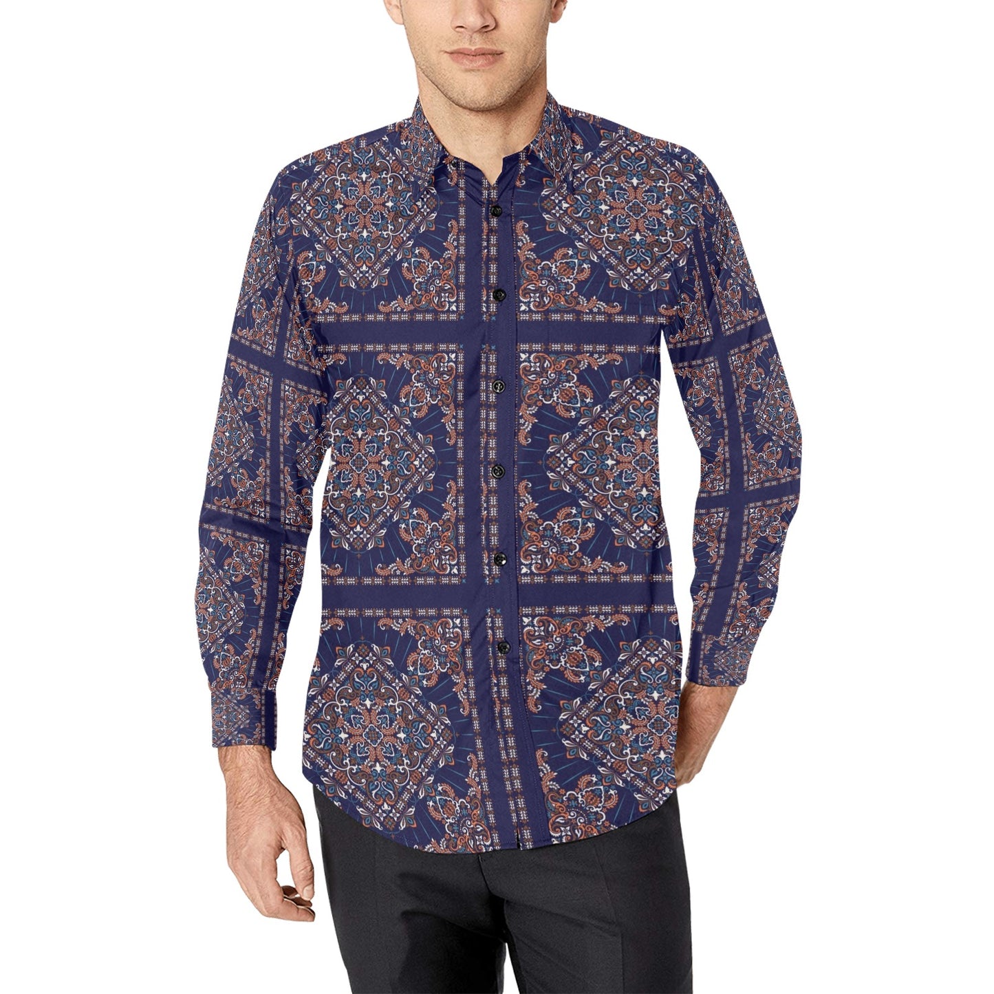 Bandana Print Design LKS3012 Men's Long Sleeve Dress Shirt