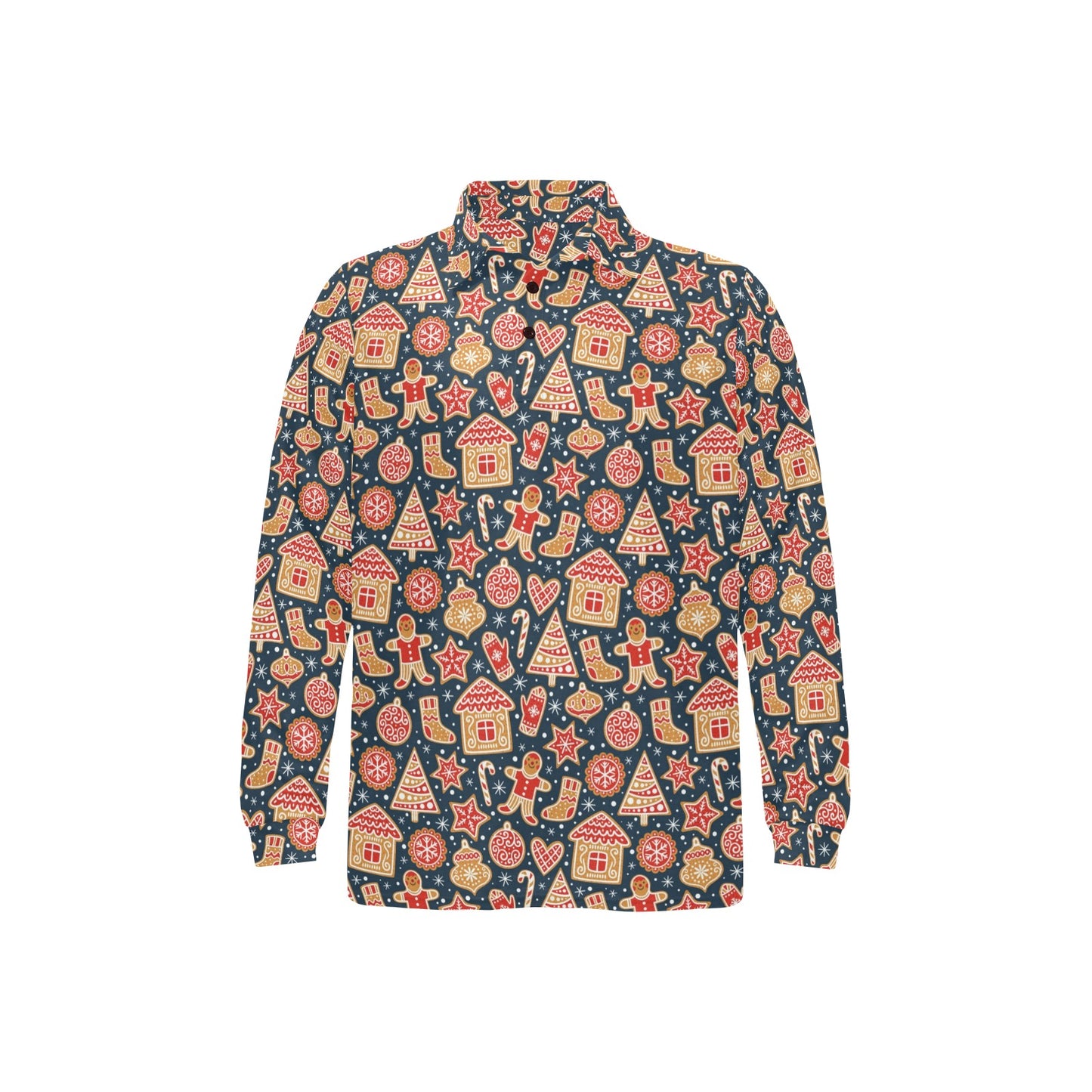 Gingerbread Pattern Print Design 03 Long Sleeve Polo Shirt For Men's