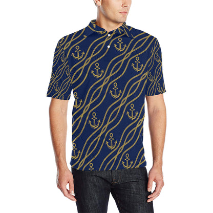 Nautical Anchor Rope  Pattern Men Polo Shirt