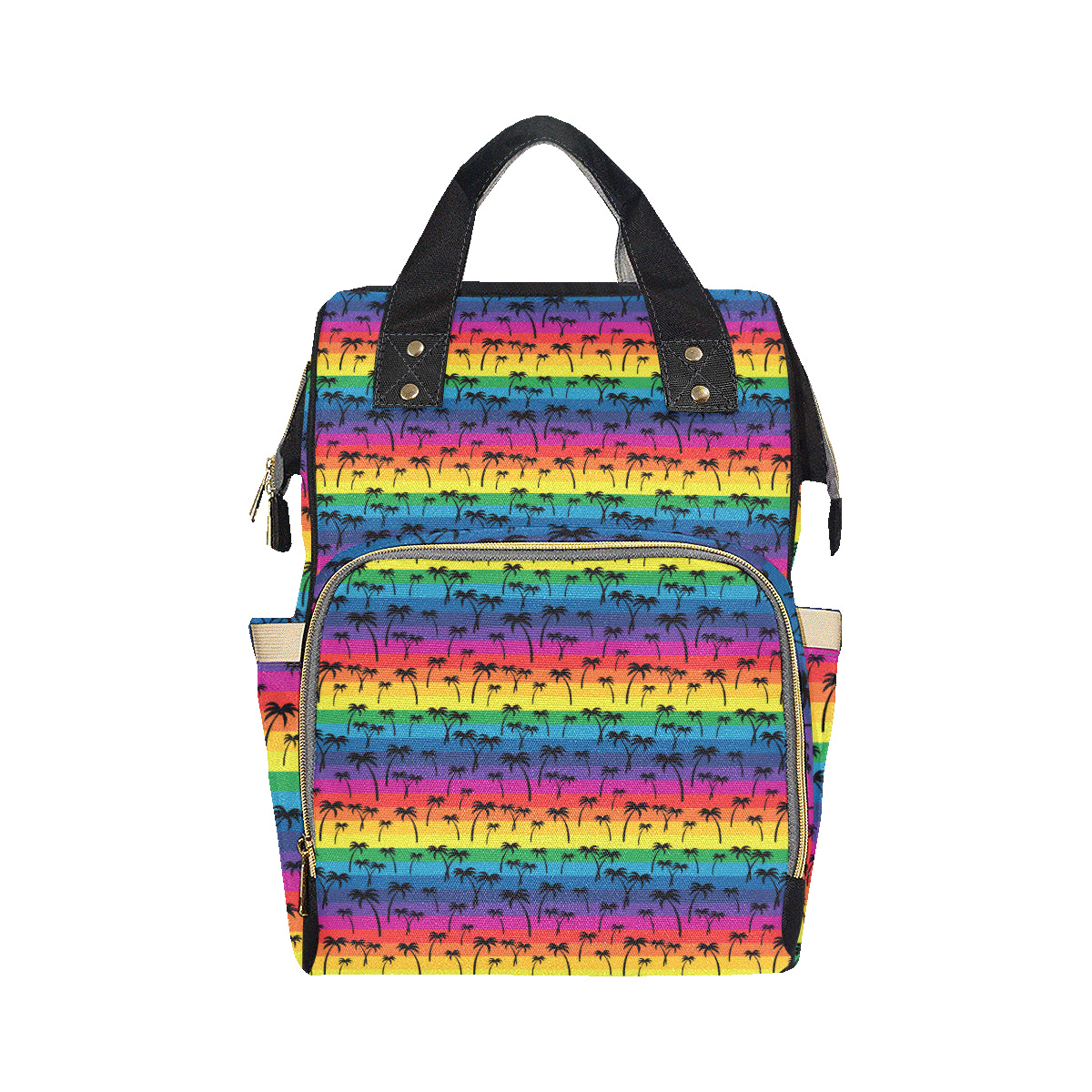 Palm Tree Rainbow Themed Print Diaper Bag Backpack