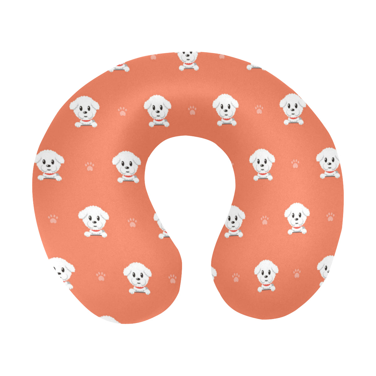 Bichons Frise Pattern Print Design 02 U-Shaped Travel Neck Pillow