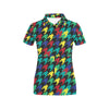 Houndstooth Colorful Pattern Print Design 02 Women's Polo Shirt