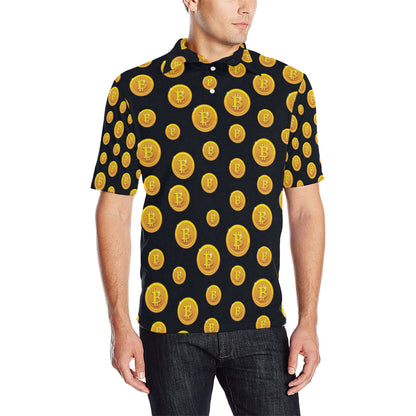 Bitcoin Pattern Print Design DO04 Men Polo Shirt