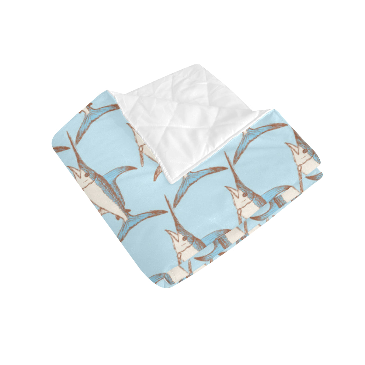 Swordfish Pattern Print Design 01 Premium Quilt