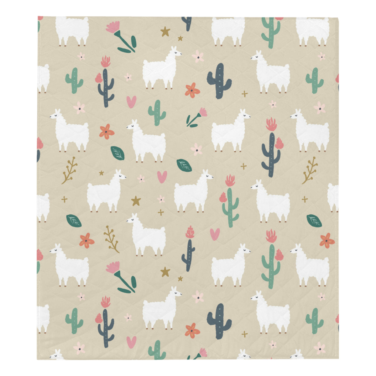 Llama Cactus Pattern Print Design 09 Premium Quilt