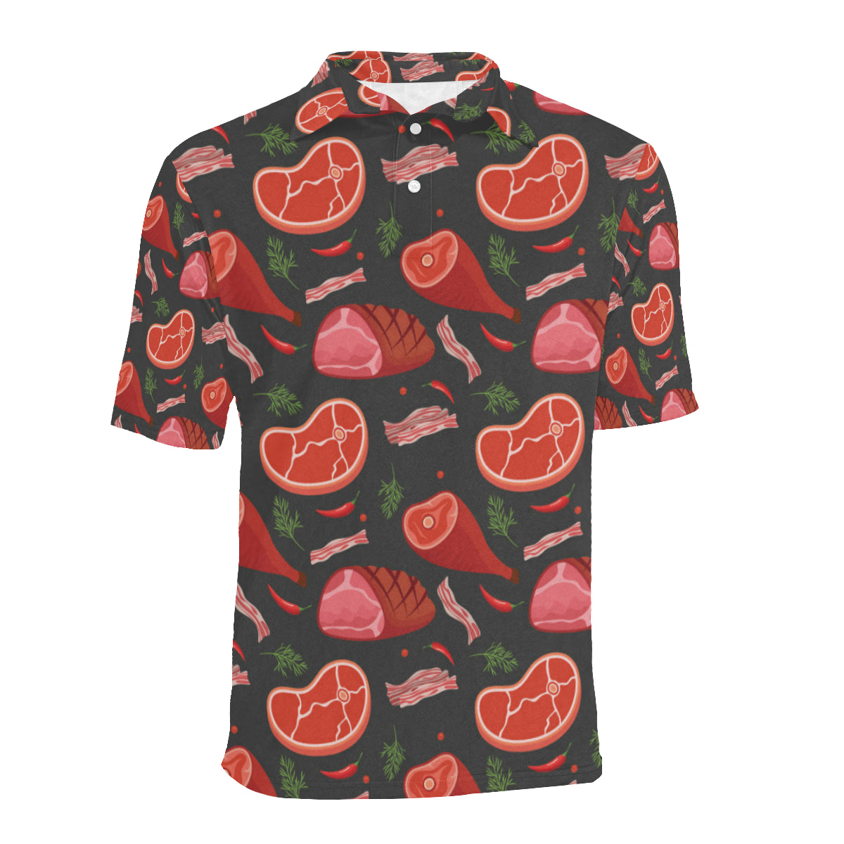 Meat Pattern Print Design 03 Men Polo Shirt