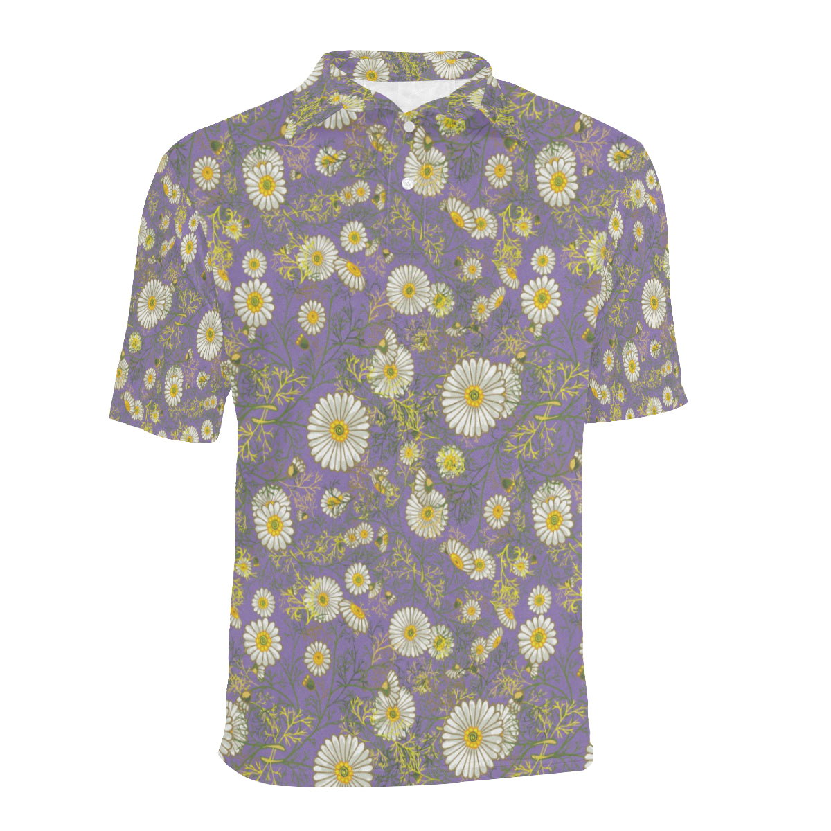 Daisy Pattern Print Design DS011 Men Polo Shirt