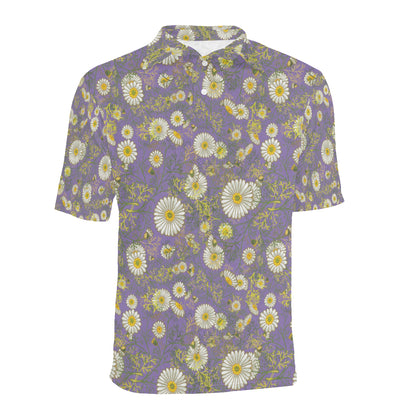 Daisy Pattern Print Design DS011 Men Polo Shirt