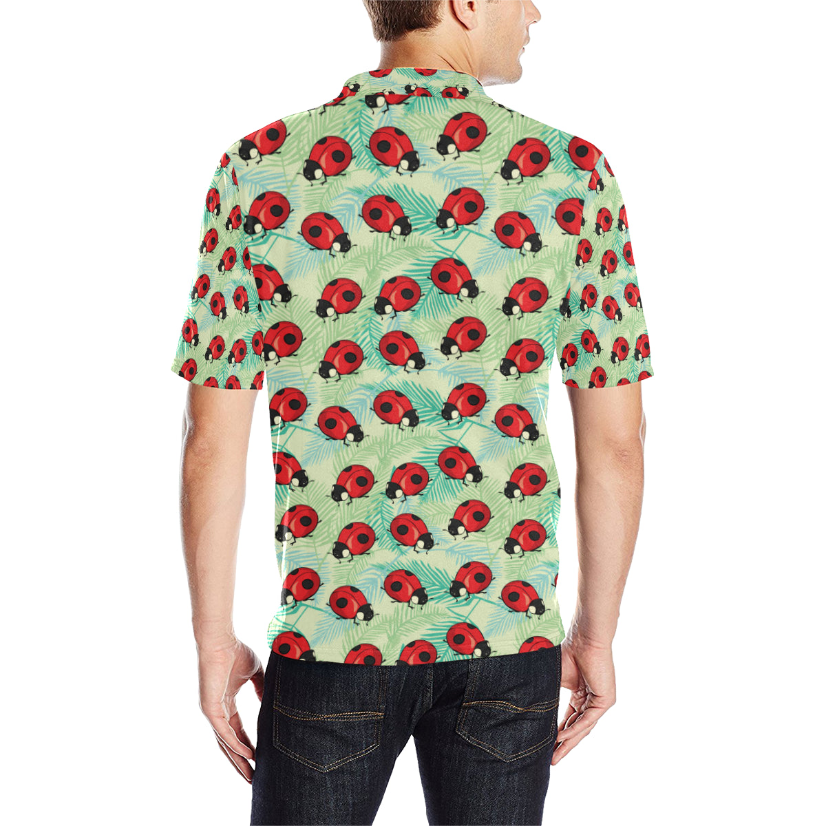 Ladybug Cute Print Pattern Men Polo Shirt