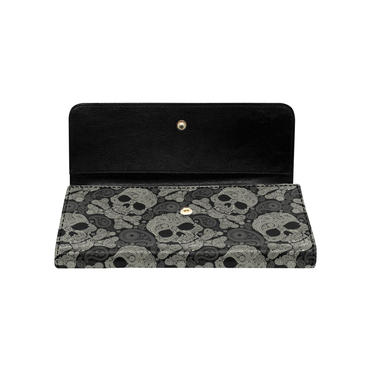 Paisley Skull Pattern Print Design A01 Women's Trifold Wallet