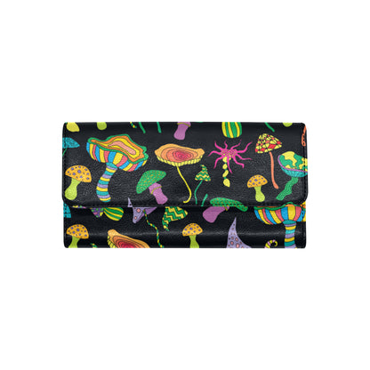 Psychedelic Mushroom Pattern Print Design A02 Women's Trifold Wallet
