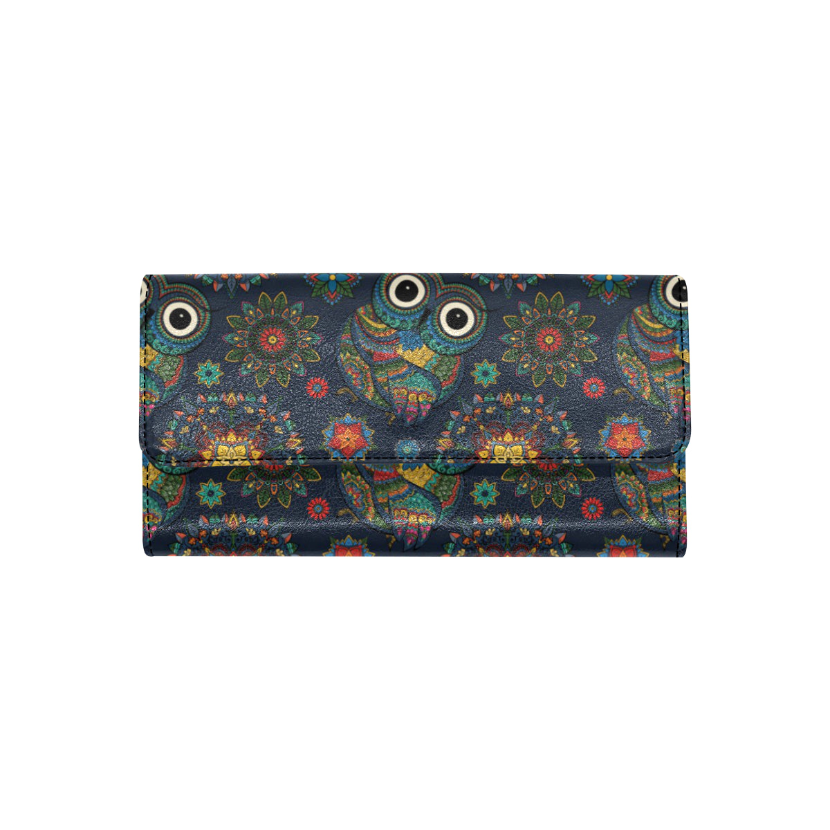 Owl Boho Style Pattern Print Design A04 Women's Trifold Wallet