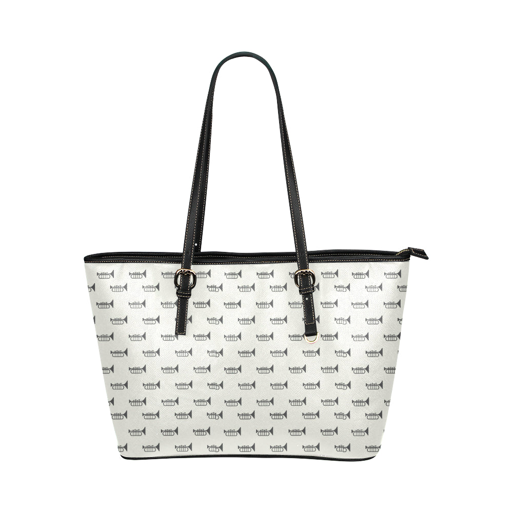 Trumpet Pattern Themed Print Leather Tote Bag