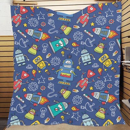 Robot Pattern Print Design A03 Premium Quilt