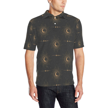Moon Boho Pattern Print Design 02 Men Polo Shirt
