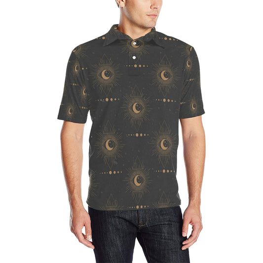 Moon Boho Pattern Print Design 02 Men Polo Shirt