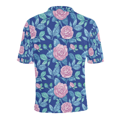 Camellia Pattern Print Design CM05 Men Polo Shirt