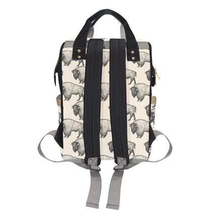 Bison Pattern Print Design 02 Diaper Bag Backpack
