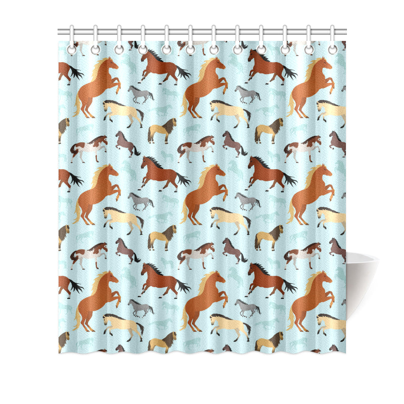 Horse Cute Themed Pattern Print Shower Curtain