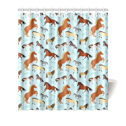 Horse Cute Themed Pattern Print Shower Curtain