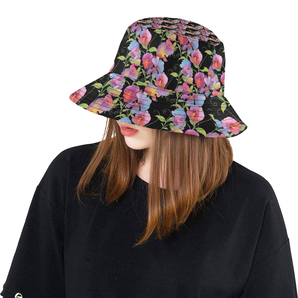 Peony Pattern Print Design PE012 Unisex Bucket Hat
