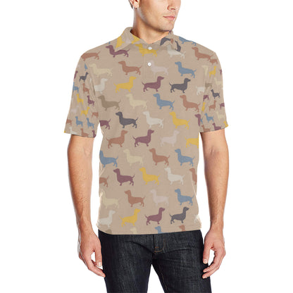 Dachshund Pattern Print Design 03 Men Polo Shirt