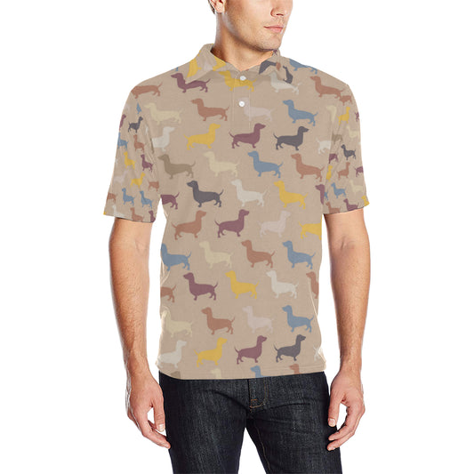 Dachshund Pattern Print Design 03 Men Polo Shirt