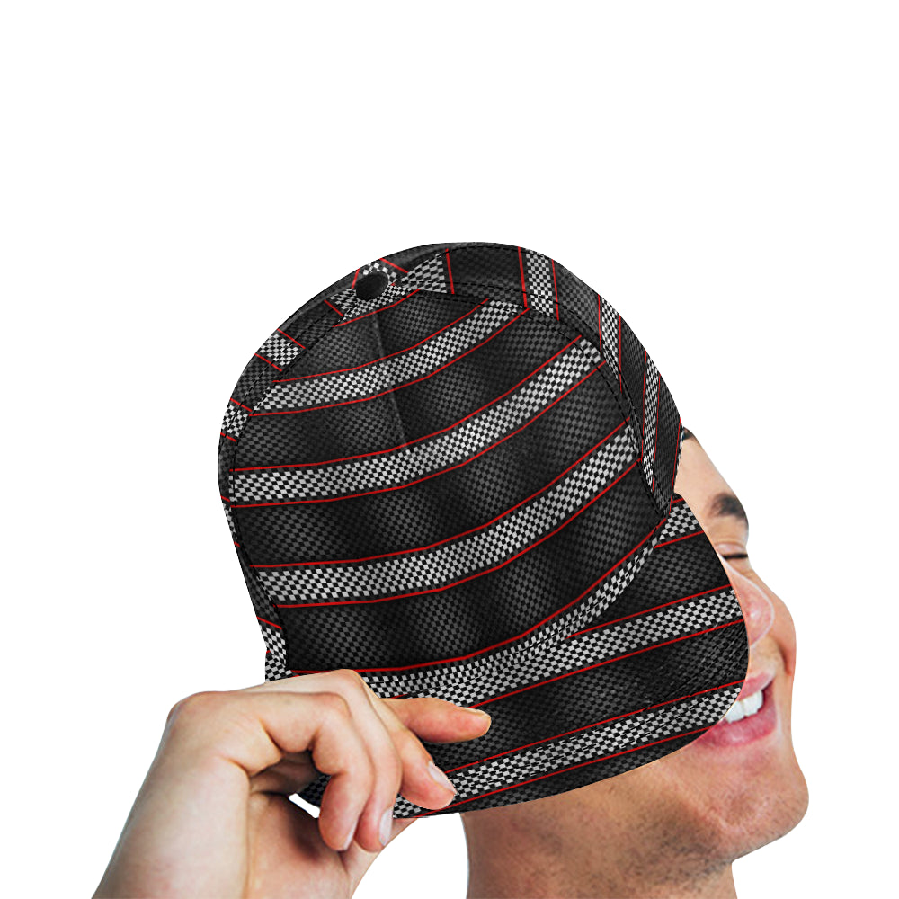 Checkered Flag Red Line Style Snapback Cap