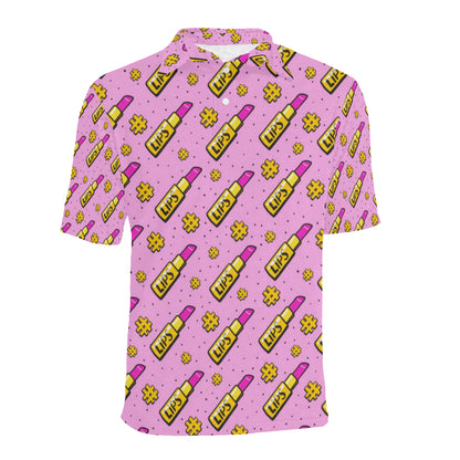 Lipstick Pattern Print Design LT03 Men Polo Shirt