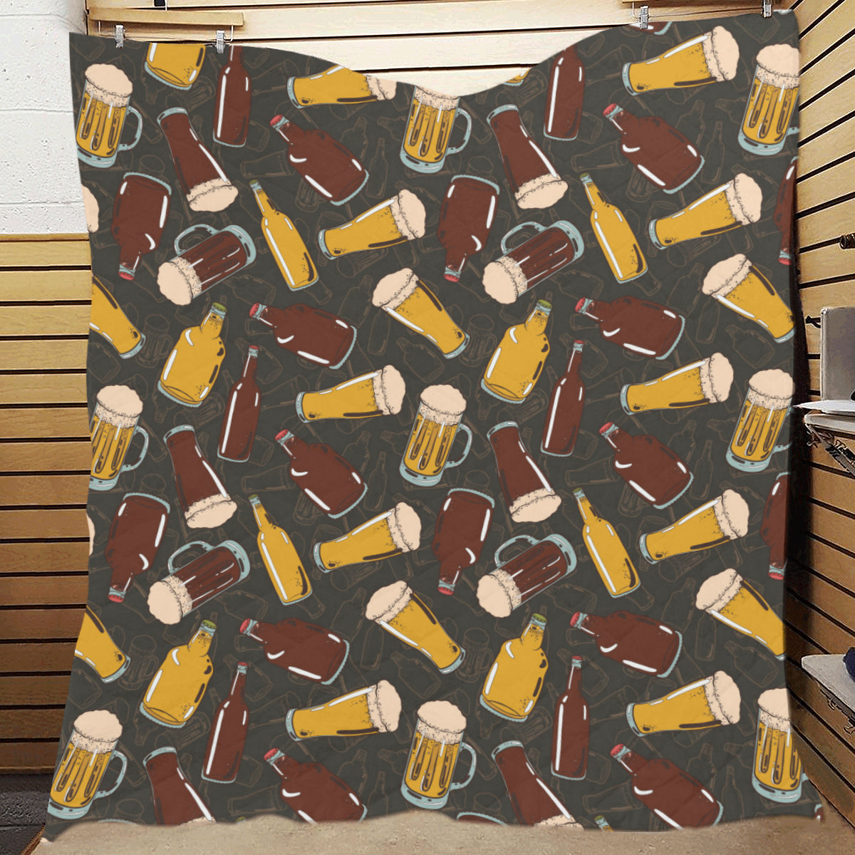 Beer Pattern Print Design 03 Premium Quilt