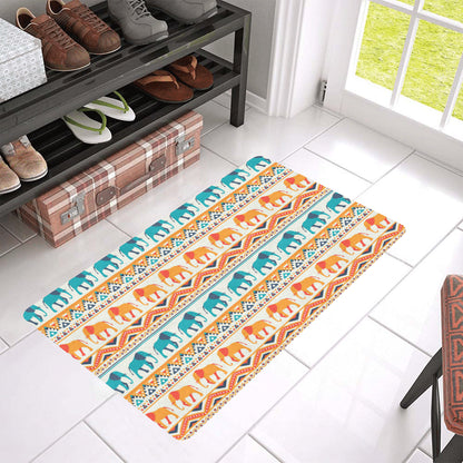 Elephant Aztec Ethnic Print Pattern Rubber Doormat