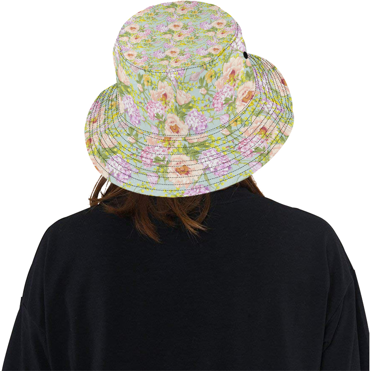 Hydrangea Pattern Print Design HD02 Unisex Bucket Hat