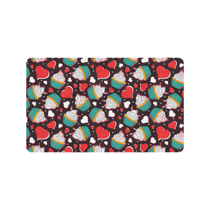 Cupcakes Heart Print Pattern Rubber Doormat