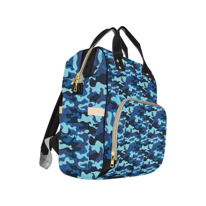 Camo Blue Pattern Print Design 04 Diaper Bag Backpack