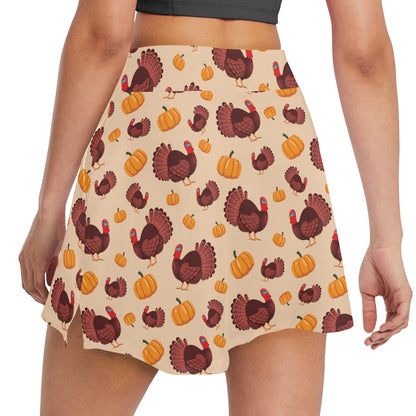 Thanksgiving Print Design LKS308 17" Golf & Pickleball Skort with Pockets