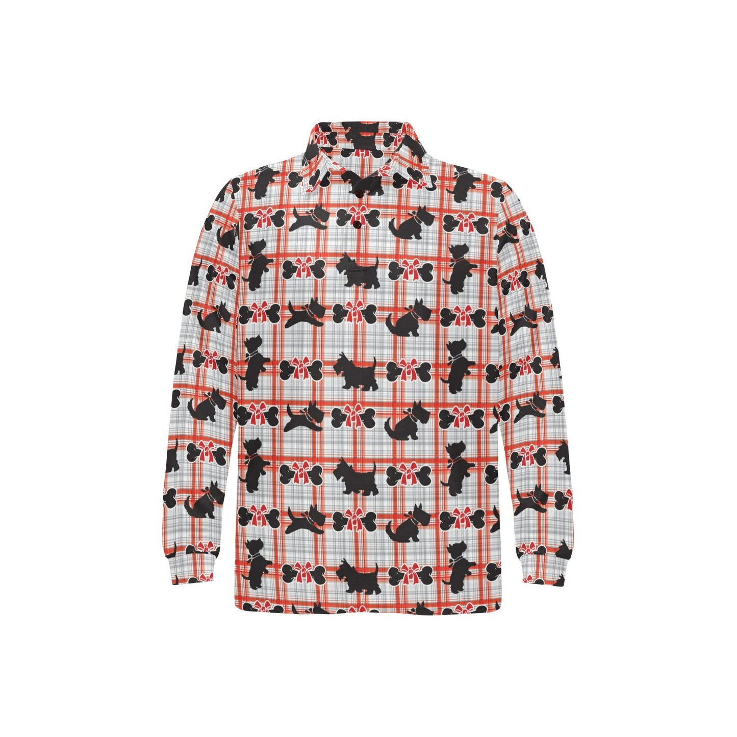 Scottish Terriers Print Design LKS3014 Long Sleeve Polo Shirt For Men's