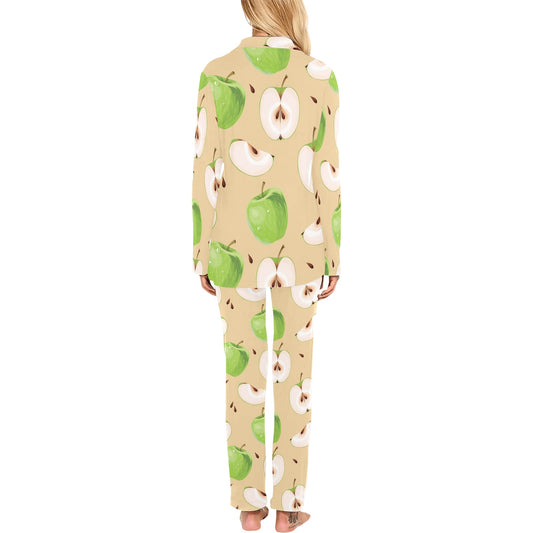 Apple Pattern Print Design AP07 Women's Long Pajama Set