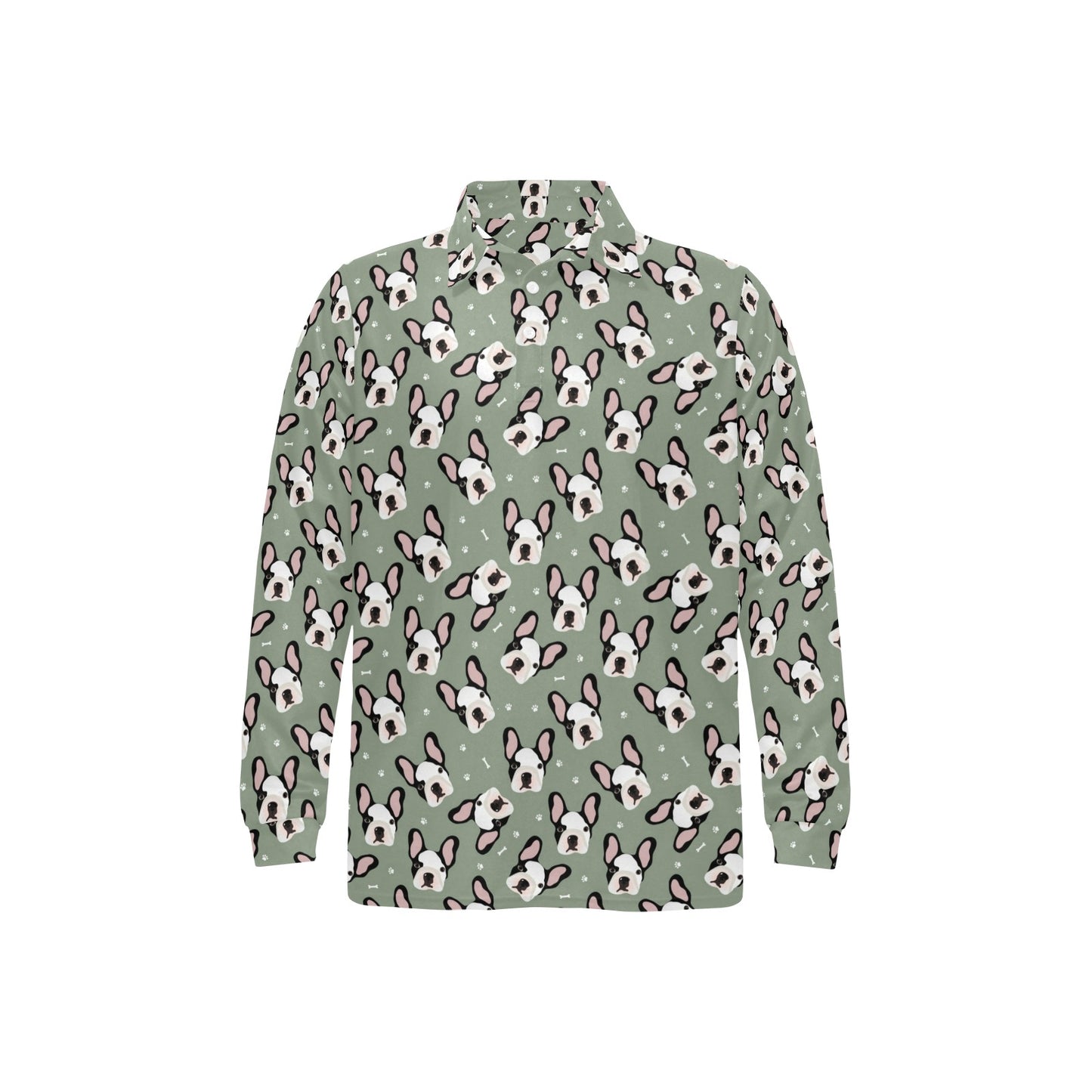 Boston Terrier Pattern Print Design 05 Long Sleeve Polo Shirt For Men's