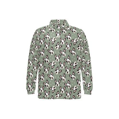 Boston Terrier Pattern Print Design 05 Long Sleeve Polo Shirt For Men's