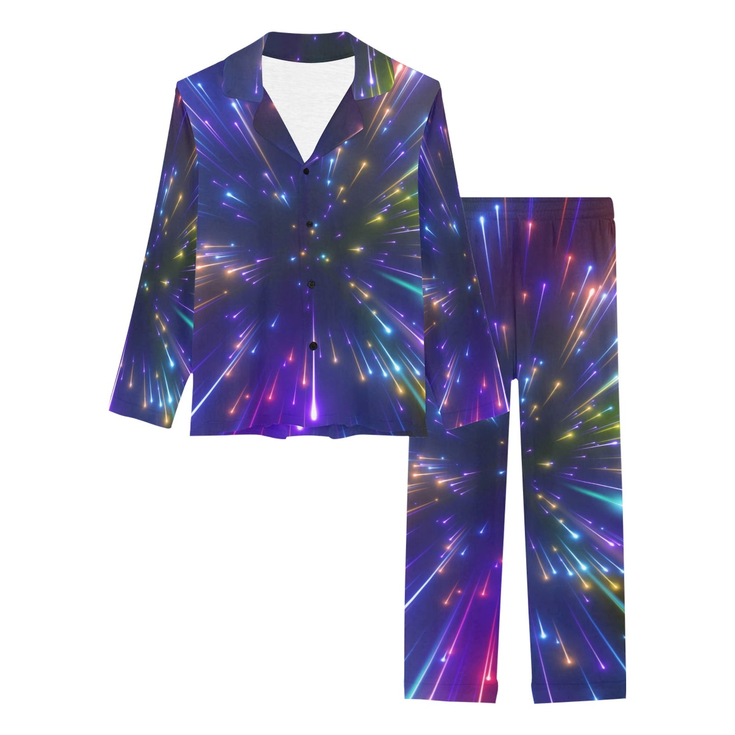 Celestial Rainbow Speed Light Women's Long Pajama Set
