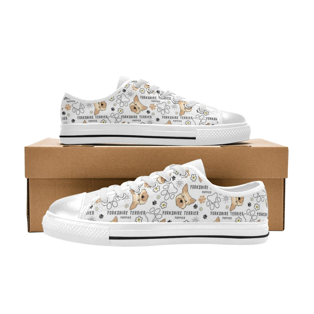 Yorkshire Terriers Print Design LKS308 Women's White Low Top Shoes