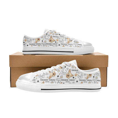 Yorkshire Terriers Print Design LKS308 Women's White Low Top Shoes