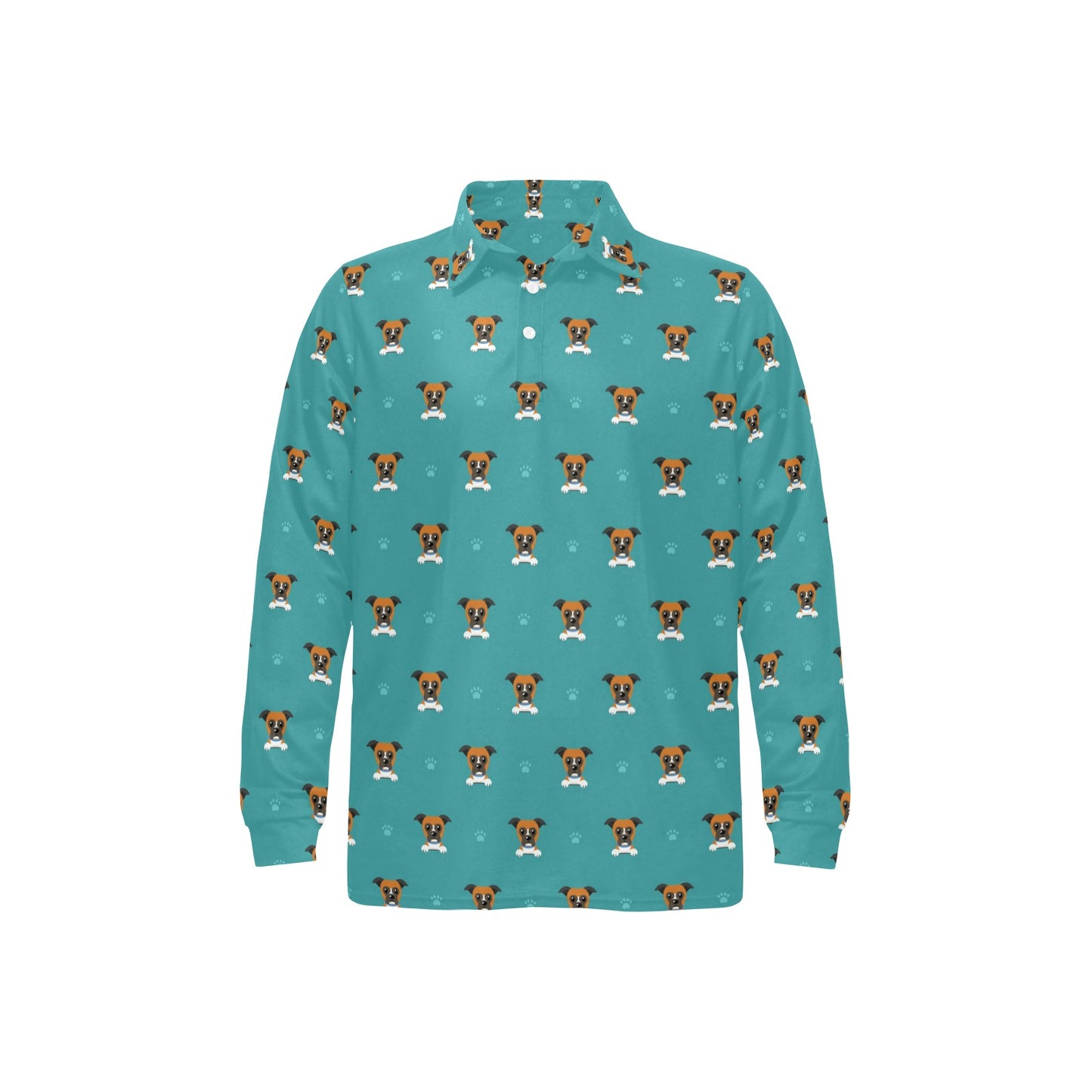 Boxers Pattern Print Design 03 Long Sleeve Polo Shirt For Men's