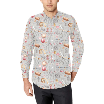 Sewing Equipment Print Design LKS302 Men's Long Sleeve Dress Shirt