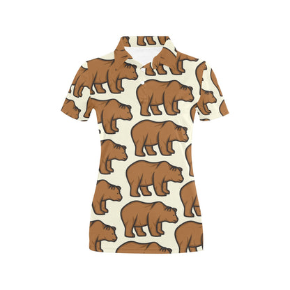Bear Pattern Print Design BE05 Women's Polo Shirt