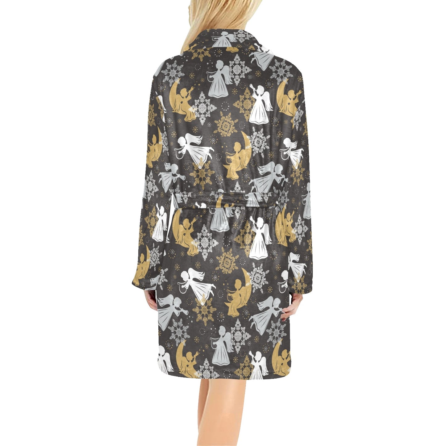 Angel Pattern Print Design 04 Women's Fleece Robe