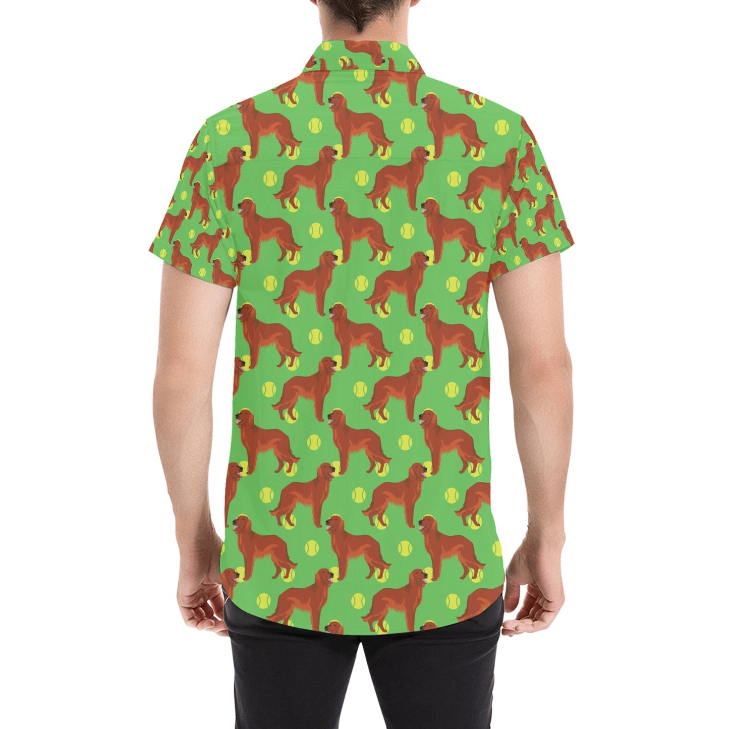 Setters Irish Print Design LKS302 Men Short Sleeve Button Up Shirt