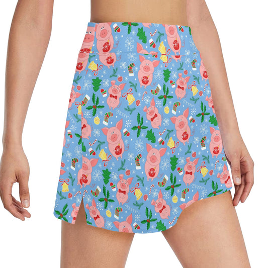 Pig Print Design LKS404 17" Golf & Pickleball Skort with Pockets