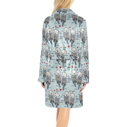 Sea Otter Pattern Print Design 03 Women's Fleece Robe