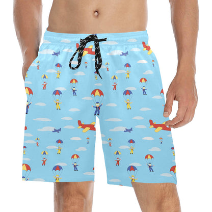 Skydiver Print Design LKS304 Men's Swim Trunks Beach Shorts